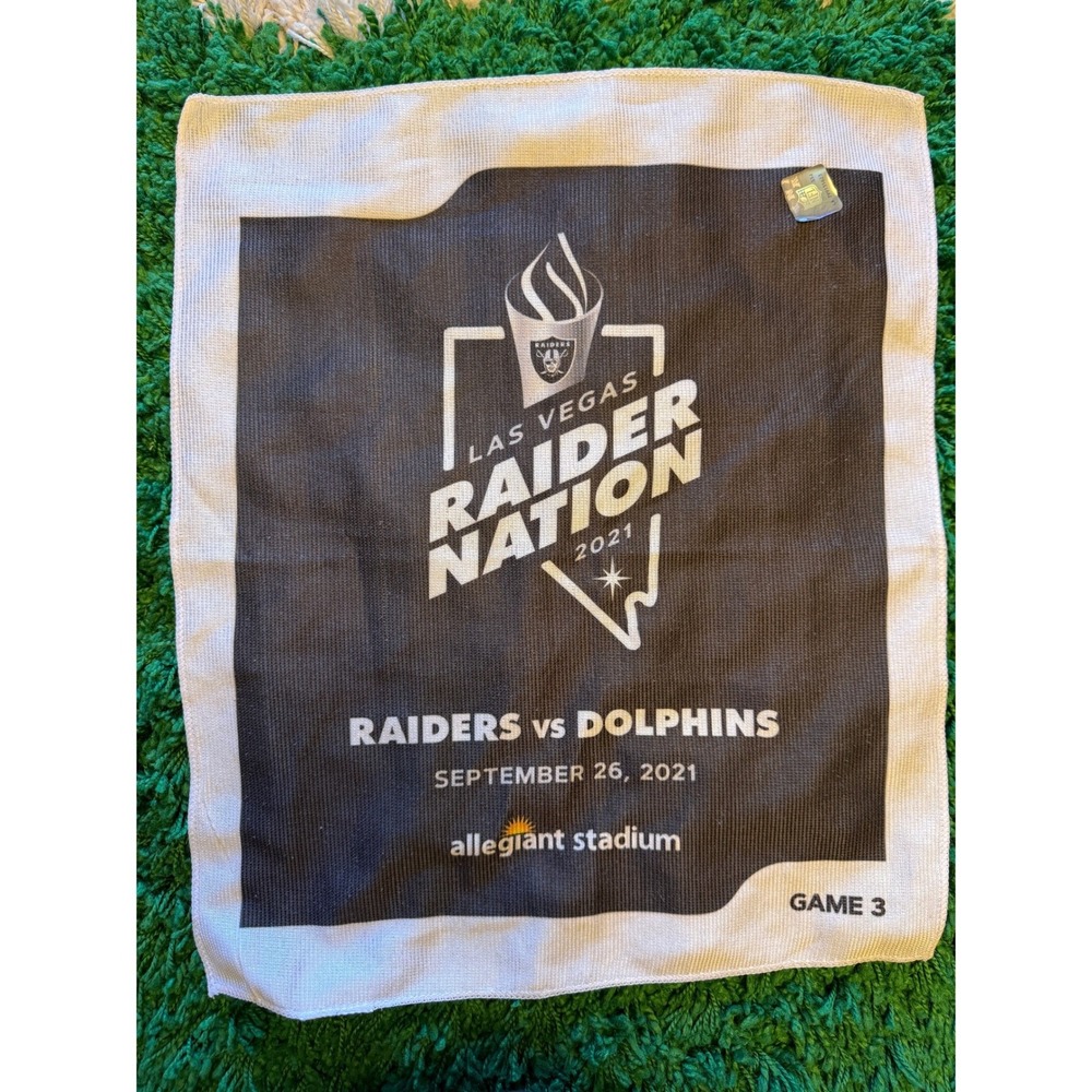 NFL Rally Towel Unisex OS Black White Excellent Raiders vs Dolphins Game 3 2021